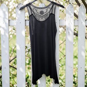 Portocruz Dress Swimsuit Cover Up Womens XL Asymmetrical Hem Black Whimsigoth